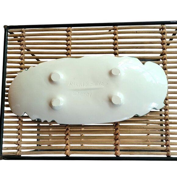 Pottery Harris Cies 2001 Tray 13 1/2'' Modern Abstract Art Studio Signed Flaws - Picture 6 of 11